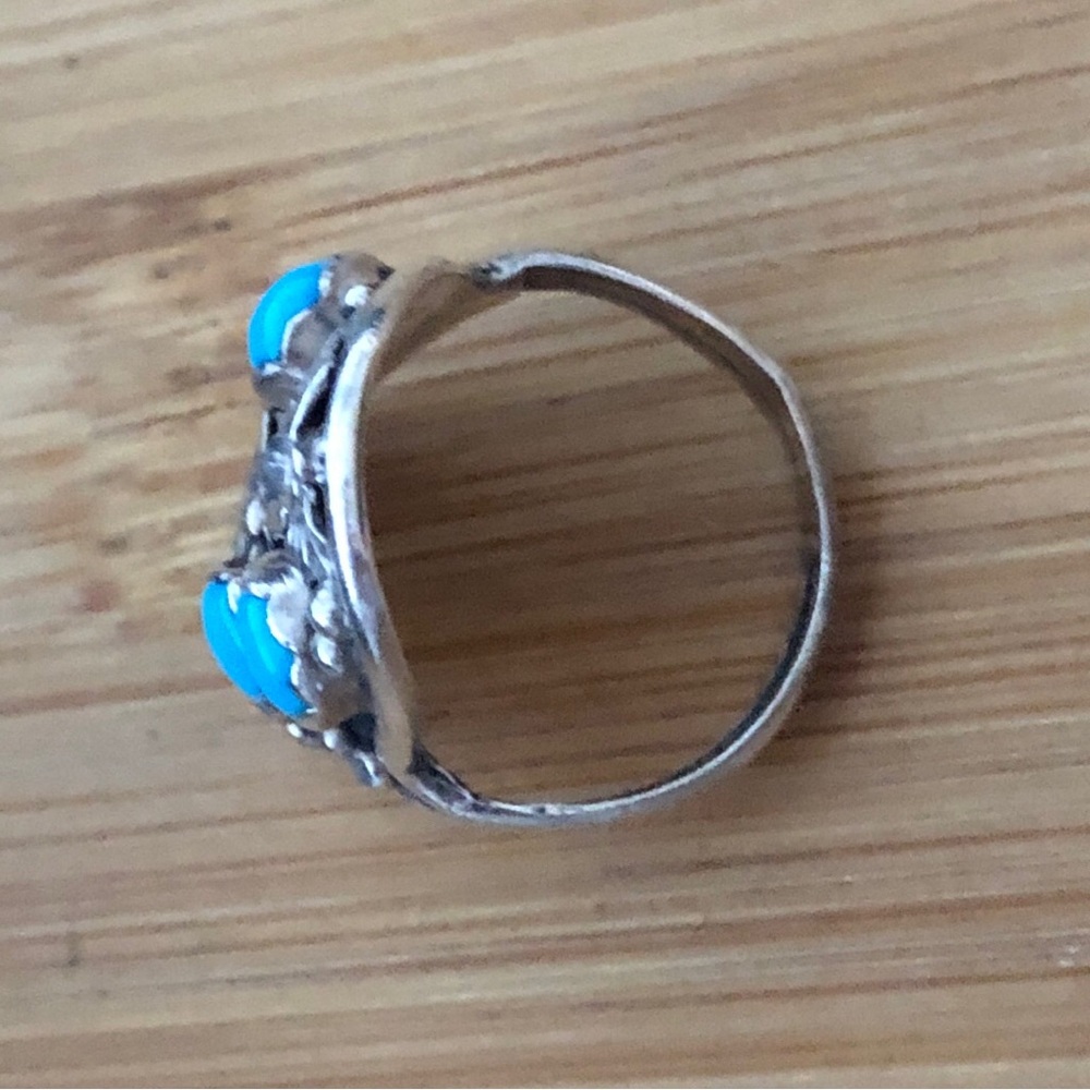 $98 Signed Southwest Artisan Vintage Estate Ring Size 8 & 3/4 Marked F Sterling - Picture 8 of 10